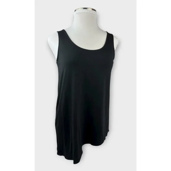 Eileen Fisher Asymmetrical Viscose Jersey Crew Neck Sleeveless Tank Top Size XL - Picture 2 of 11